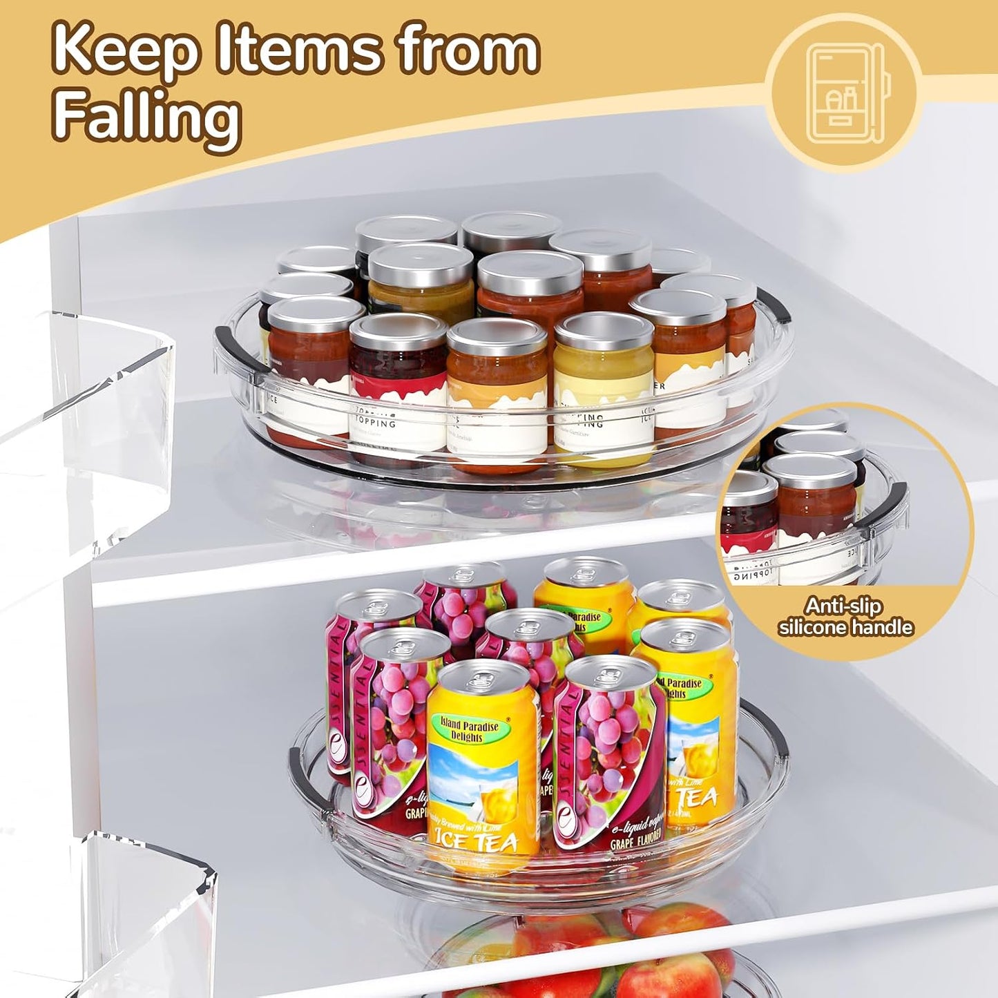 INCOSTAR Lazy Susan 2 Pack, 10.6 Inch Clear Turntable for Kitchen Cabinet | Rotating Spice Rack, Pantry Organizer and Storage, Bathroom Countertop Organizing for Makeup Vanity