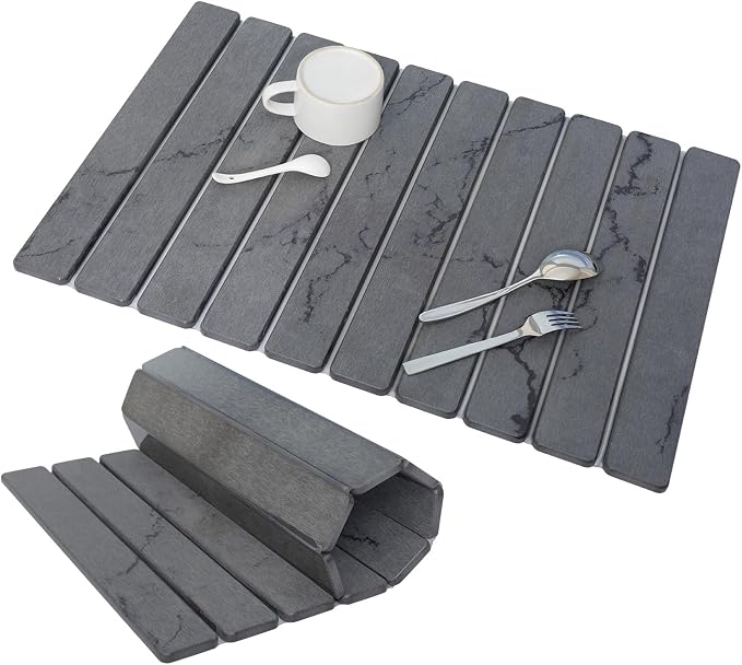 Stone Drying Mat for Kitchen Counter 24"×16", Large Dish Drying Mat by KEKUOU