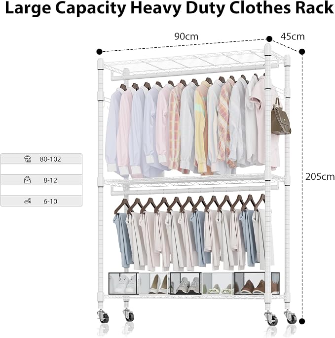 Homdox 3 Tier Heavy Duty Garment Rack - Image 6
