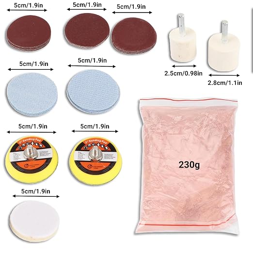 Windshield Scratch Remover Set Glass Polishing Kit Abrasive Discs Polish Pads - Image 2