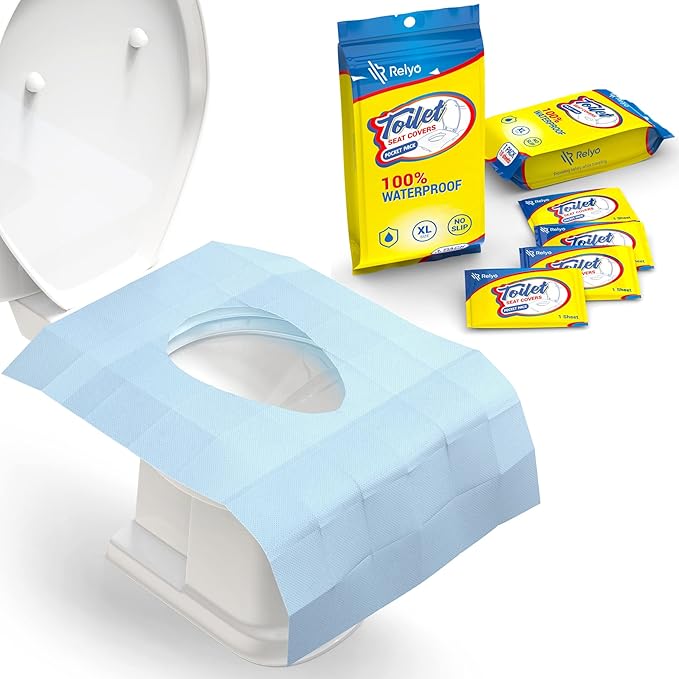 20 Pack XL Disposable Toilet Seat Covers – Waterproof Toilet Cover Sheets by Relyo