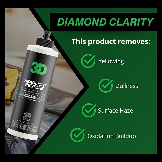 3D GLW Series Headlight Restore – 2-Step Kit Removes Oxidation, Scratches & - Image 4