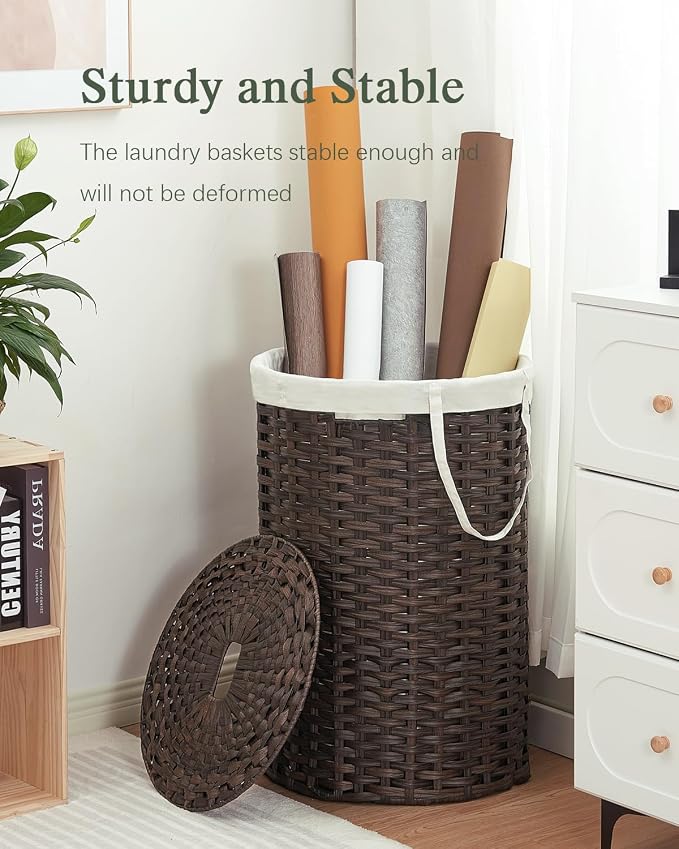 Large Laundry Hamper Laundry Basket Round 34.3 Gal Handwoven Wicker Laundry - Image 6