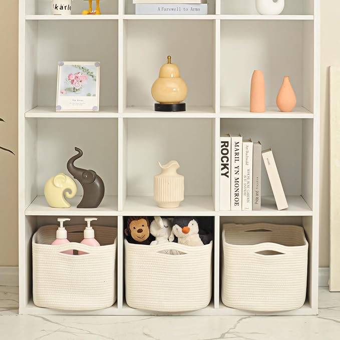Large Storage Baskets for Organizing Shelves, Woven Cotton Rope Bins for Baby - Image 5