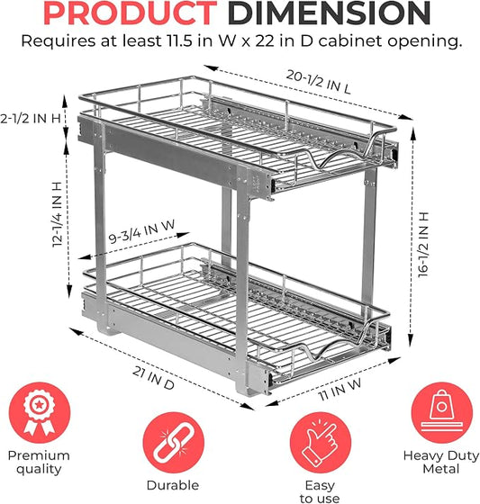 HOLDN’ STORAGE Two Tier Pull Out Cabinet Organizer, Individual Sliding Drawers - Image 2
