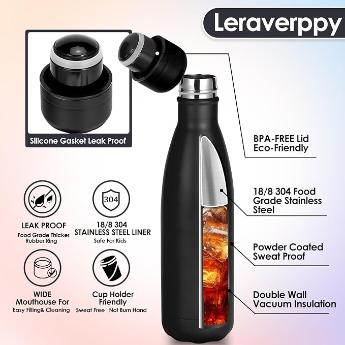 17oz Cola-Bottle Shaped Stainless Steel Leak-proof Water Bottle, Double Wall - Image 4