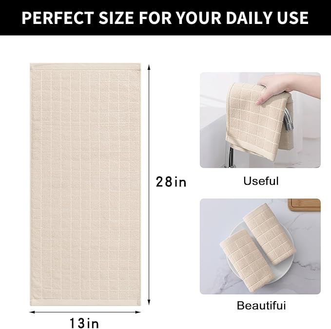 Homaxy 100% Cotton Terry Kitchen Towels, Checkered Designed, Soft and Super - Image 5