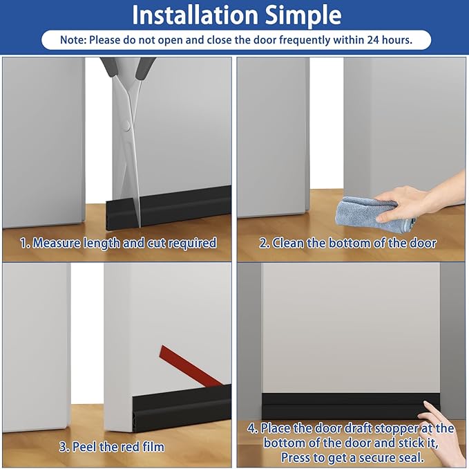 Under Door Draft Stopper, Self-Adhesive Door Sweep - Image 8