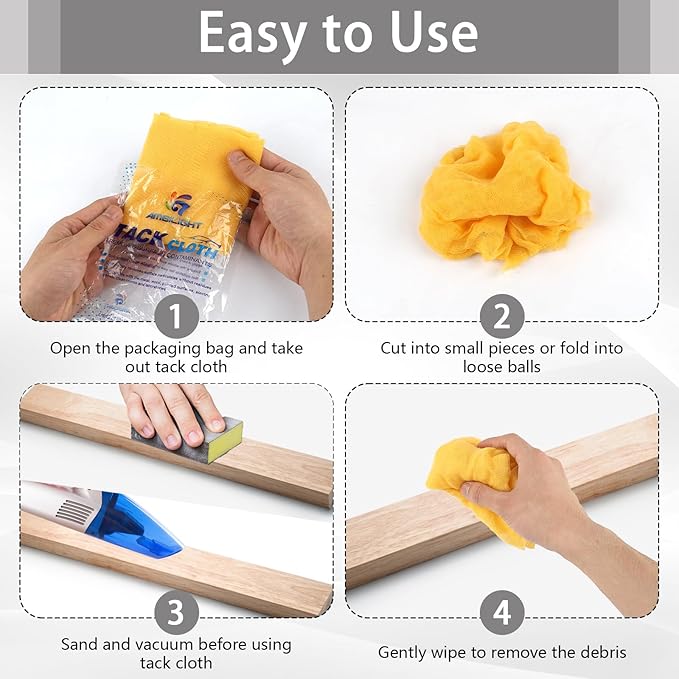 8 Pack Tack Cloths, Tack Rags for Woodworking, 17.7 x 35.4 in Tac Cloth Dust - Image 5