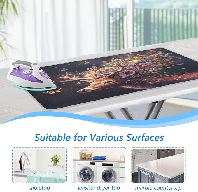 Deer with Butterfly Floral Ironing Mat Thickened Ironing Blanket Travel - Image 5