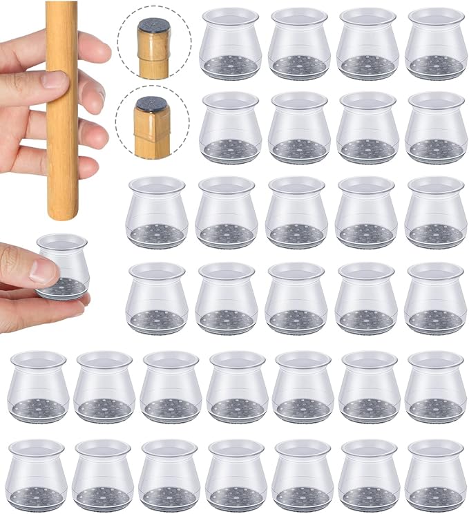 32 Pcs Chair Leg Protectors for Hardwood Floors, OASMU Silicone Felt Furniture by OASMU