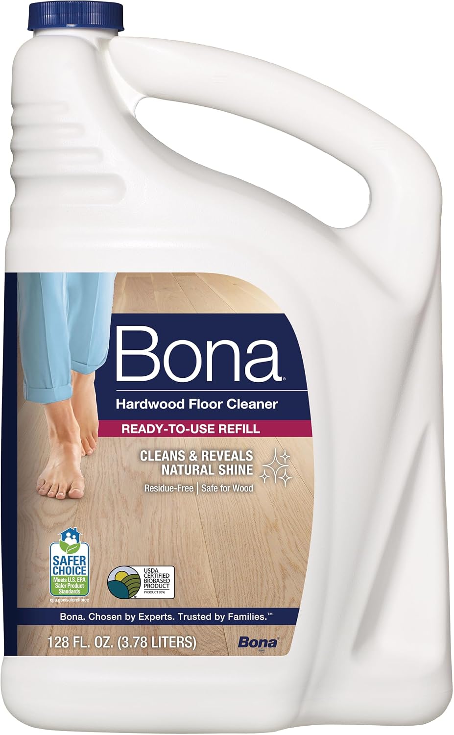 Bona Hardwood Floor Cleaner Refill - 128 fl oz - Unscented | Refill for Bona Spray Mops and Spray Bottles - Residue-Free Floor Cleaning Solution for Wood Floors