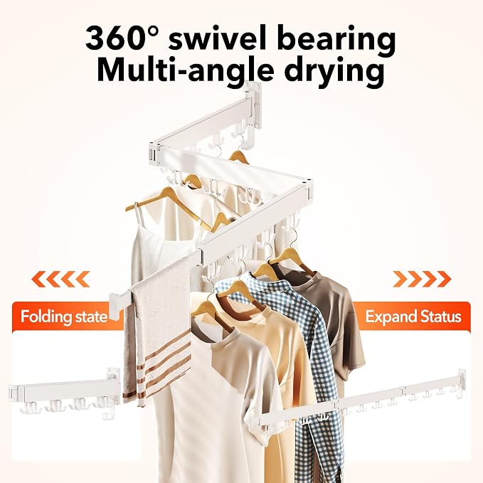 Clothes Drying Rack Wall Mounted, Drying Rack Clothing Wall Mount, Laundry - Image 7