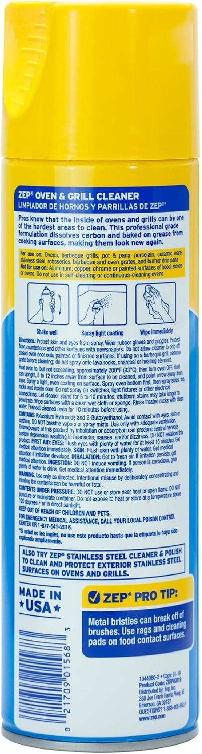 Zep Heavy-Duty Oven and Grill Cleaner - 19 oz (Case of 2) ZUOVGR19 - Dissolves Grease on Contact, on Burners, Grates and Drip Pans