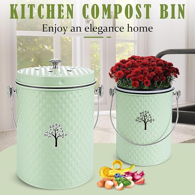 AOSION Countertop Compost Bin Kitchen，Odorless Indoor Compost Bin - Image 2