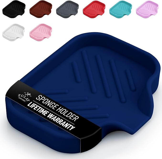 Zulay Kitchen Small Silicone Sponge Holder – Space-Saving Sink Organizer Tray by ZulayKitchen