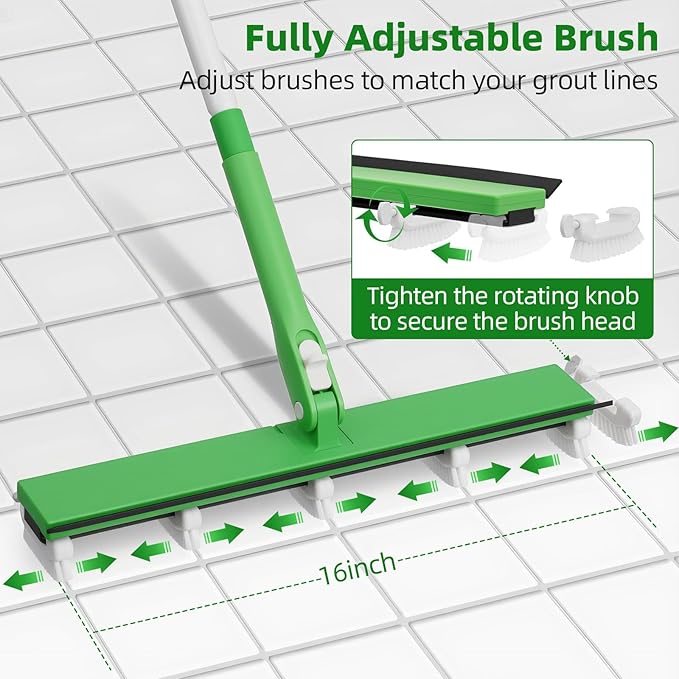 Grout Cleaner Brush with 66'' Long Handle Stiff Bristle Multi-Line Cleaner - Image 2