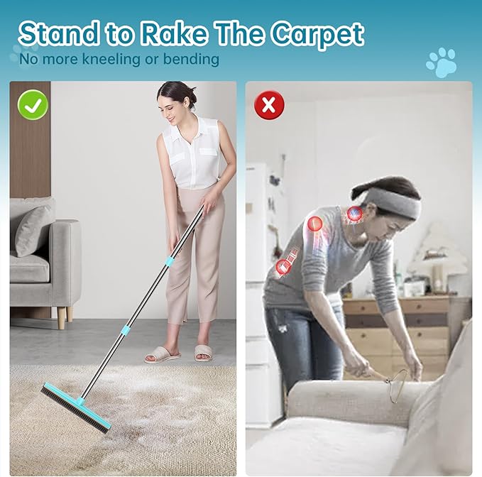 Carpet Rake for Pet Hair Removal, Dog Cat Fur Remover Rubber Broom, Carpet Rake - Image 7