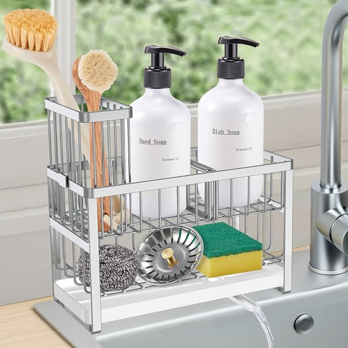 Sinnsally Kitchen Sponge Holder, 2 Tier Sink Caddy Organizer by UsefulKitchenTools
