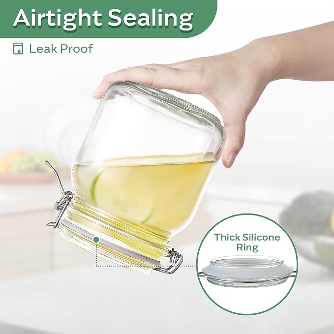 Glass Food Storage Jars with Airtight Lids 25 oz Square 4 Pack Kitchen Storage - Image 5