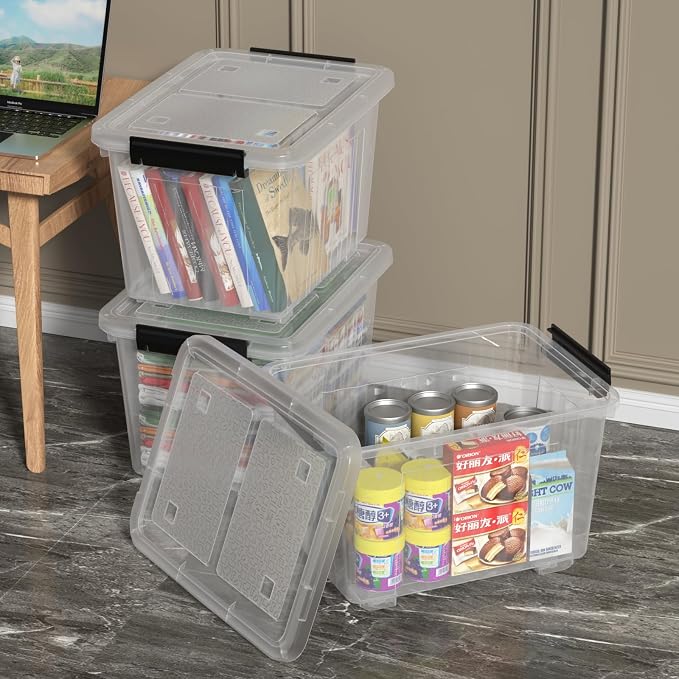 Zopnny 30 Quart Plastic Stacker Box, Large Storage Bin Container - Image 5