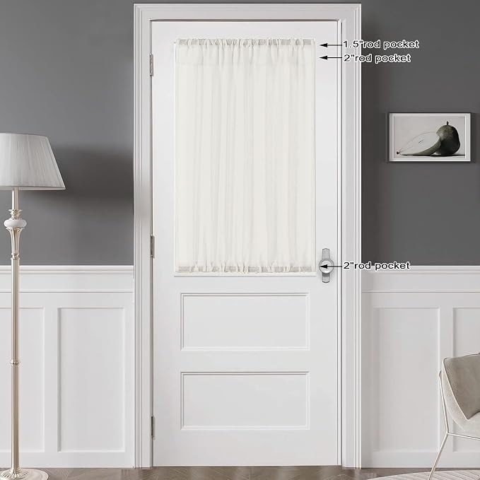 Chyhomenyc Ivory Sheer Curtains Tier 36 inch Length 2 Panels, Light Filtering - Image 3