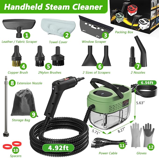 Handheld Steam Cleaner, 2500W High Pressure Steamer - Image 4