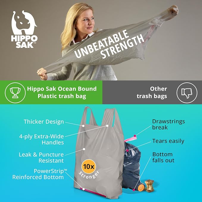 Hippo Sak - Tall Kitchen Garbage Bags - 13 Gallon Trash Bags Made from Recycled - Image 5