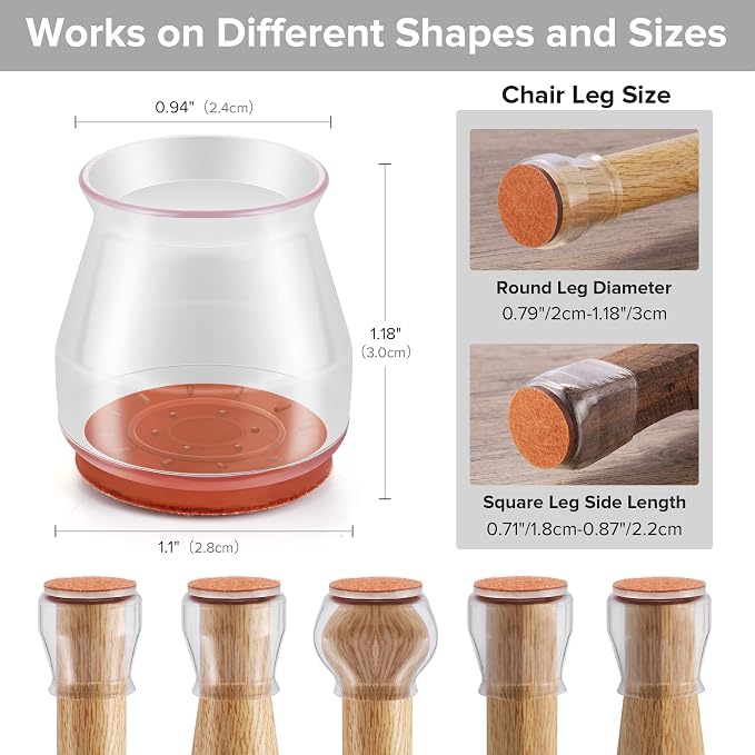 24PCS Upgraded Silicone Chair Leg Floor Protectors - Image 2