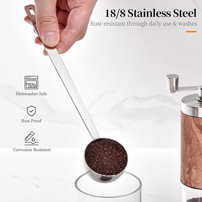 Long Handle Coffee Scoop: 8.6 Inch 18/8 Stainless Steel 2 Tablespoon Metal - Image 3
