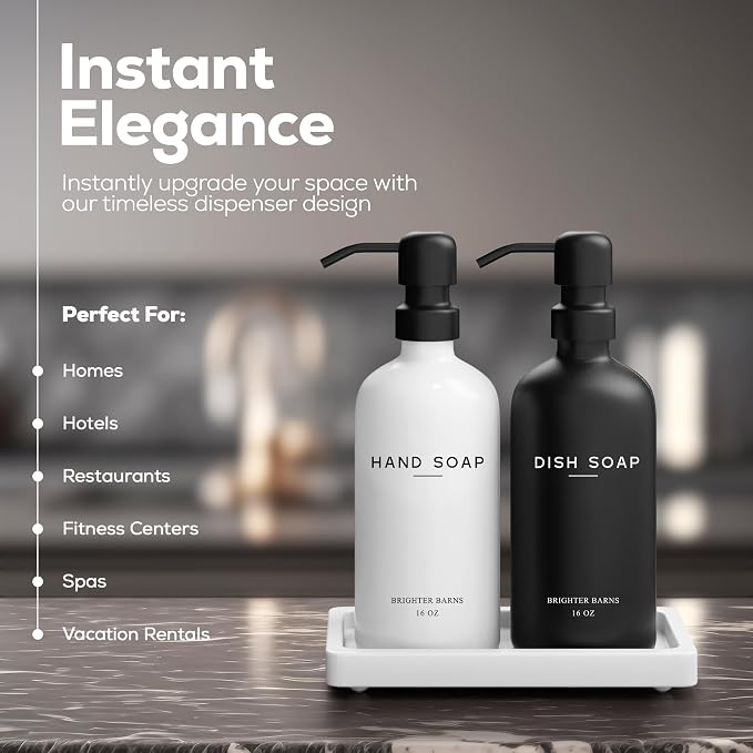 Luxury Glass Hand and Dish Soap Dispenser Set by Brighter Barns - Image 2