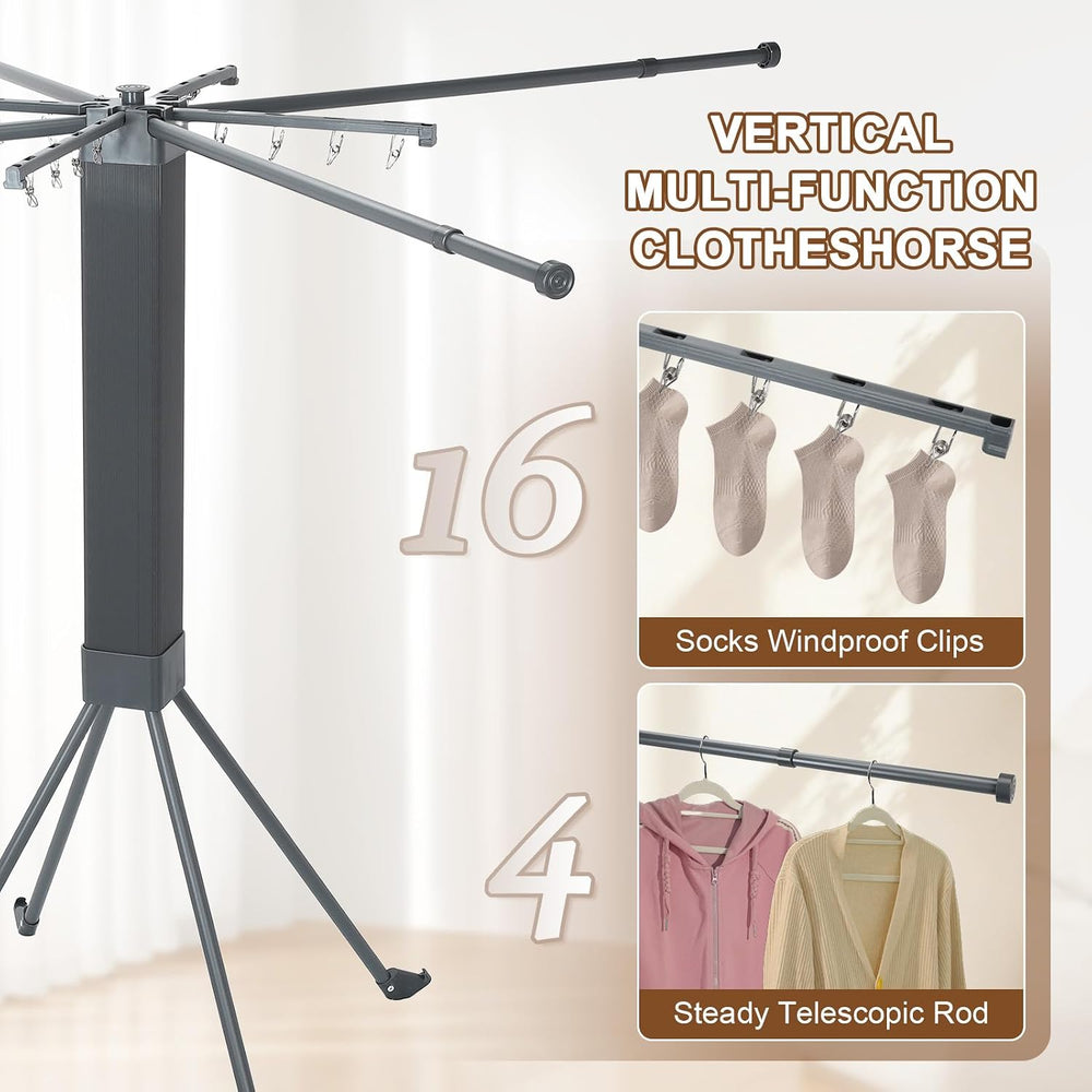 4-Legged Clothes Drying Rack Foldable Extending Laundry Rack,Grey