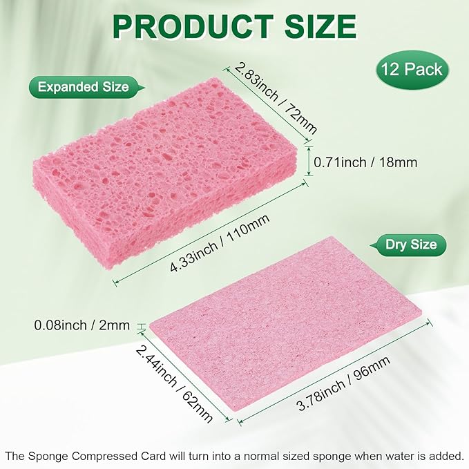 12-Pack Kitchen Sponges, Condense Eco Cellulose Non-Scratch Scrub Heavy Sponge - Image 3