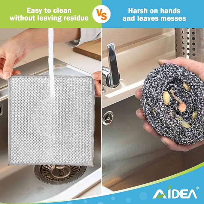 AIDEA Non Scratch Wire Dishcloth 12PK, Wire Dishwashing Rag - Image 6