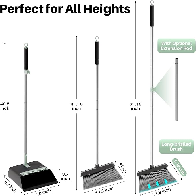 JOYMOOP Black Broom and Dustpan Set - Image 4