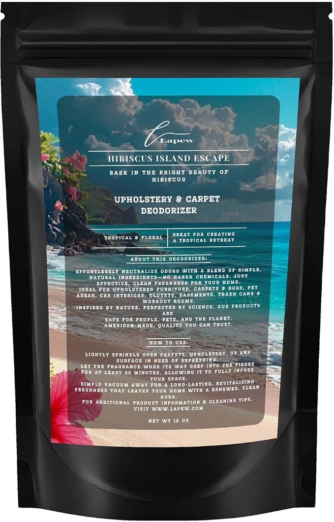 Hibiscus Island Escape Carpet Freshener Powder: Powerful Odor Eliminator by Lapew
