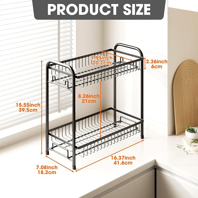 Spice Rack for Countertop, 2-Tier Standing Sturdy Metal Seasoning Organizer - Image 3