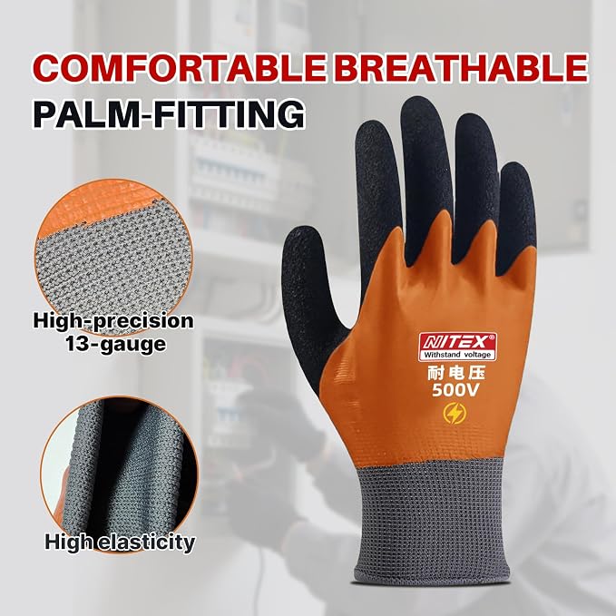 Electrical Insulated Gloves, 500V High Voltage Resistance Electrician Safety - Image 4