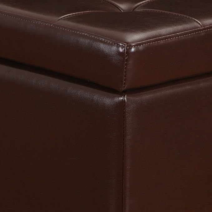Adeco Bonded Leather Square Tufted Footstool - Image 5