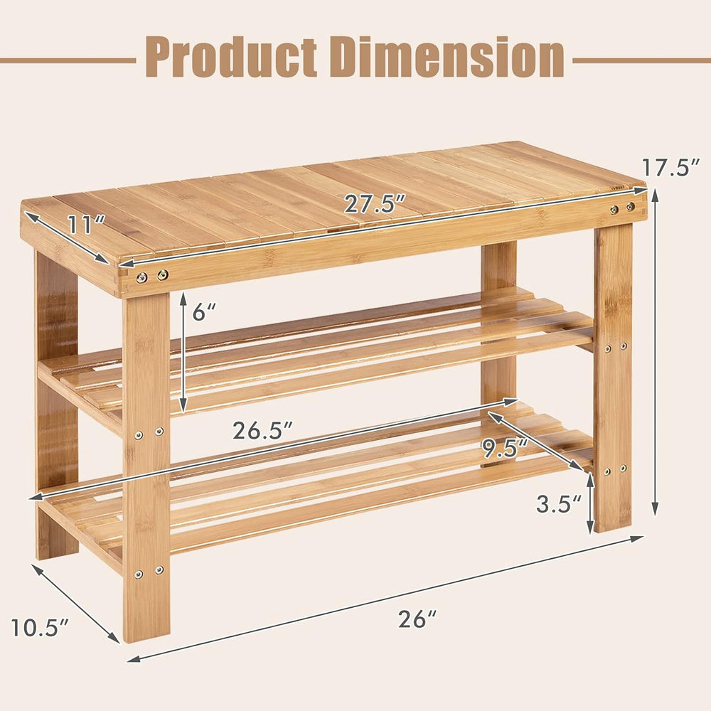 GIANTEX Entryway Shoe Bench, Bamboo Shoe Shelf Organizer Holds up to 6 Pairs,...