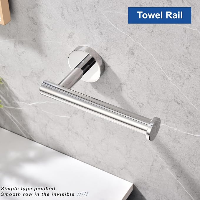 TASTOS Toilet Paper Holder SUS304 Stainless Steel Round Size Polished Chrome 2 - Image 2