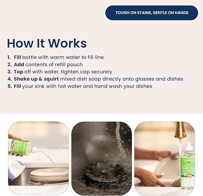 Truly Free Natural Concentrated Dish Detergent Dishwashing Liquid | Plant-Based - Image 7