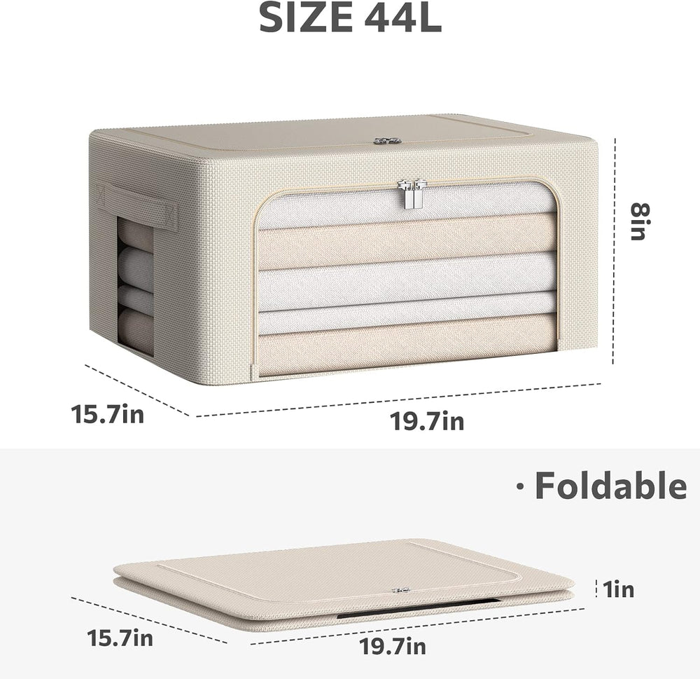 CYhom 3Pack Frame Storage Box - Clothes Storage Bin Bags Oxford Fabric Foldab...