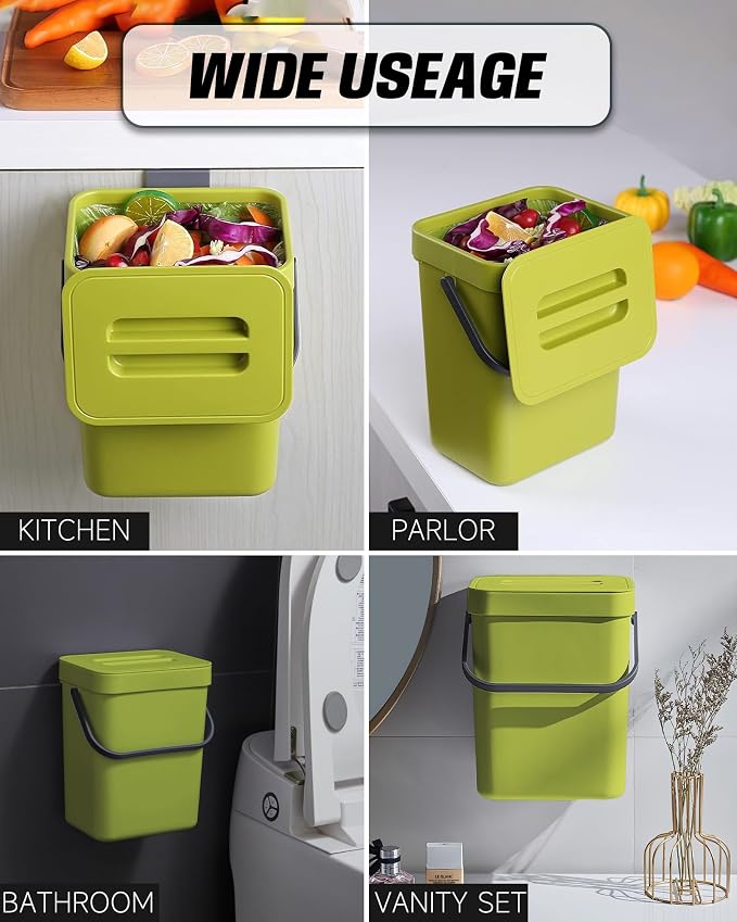 Compost Bin for Kitchen Countertop 5L/1.3 Gal Hanging Small Trash Can - Image 7