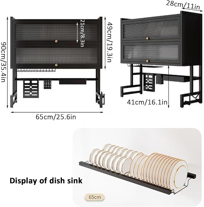 Dish Drying Rack 4 Tiers with Cover, Keep Kitchen Sink Shlef Organized - Image 7