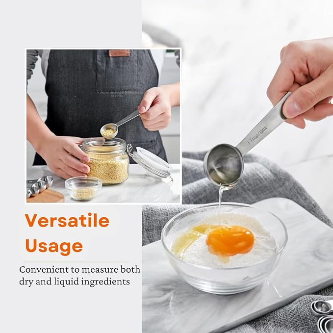 11PCS Measuring Spoons Set Stainless 1 tbsp, 1/2 tbsp, and 1-1/16tsp Steel - Image 4