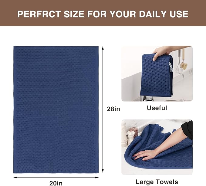 Homaxy 100% Cotton Oversized Waffle Weave Kitchen Dish Towels, Ultra Soft - Image 3