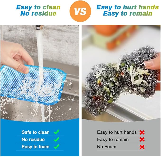 HOMEXCEL 12 Pack Scrub & Wipe Cloths, Scrub Sponges - Image 3