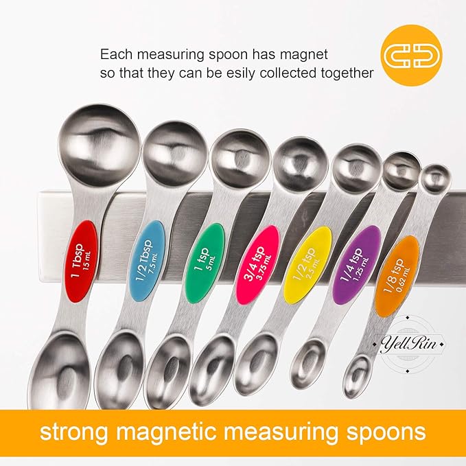 Magnetic Measuring Spoons Set of 8 Stainless Steel Dual Sided Stackable - Image 4
