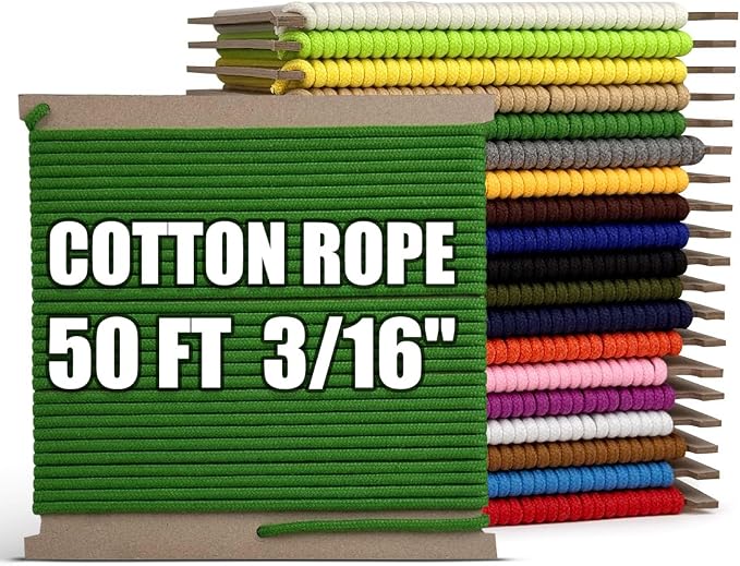 PerkHomy 500lb Cotton Rope 3/16" 50 ft Multi Purpose Utility Diamond Braided by PerkHomy